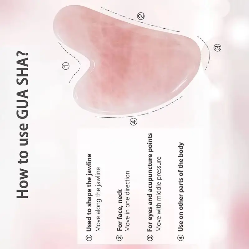 

Natural Rose Quartz Jade Roller Gua Sha Board Face Massage Set Gouache Stone Scraper Facial Massager Skin Care Beauty Tools