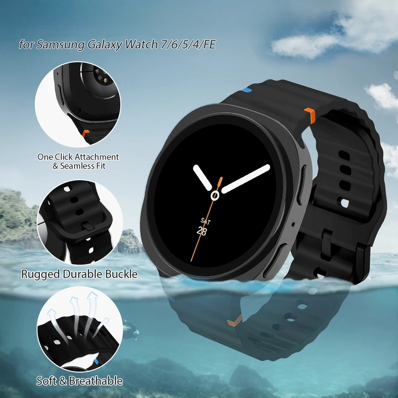 Sports strap for Samsung Galaxy watch 8 classic 46mm 44mm 40mm replacement silicone bracelet Galaxy watch8 strap