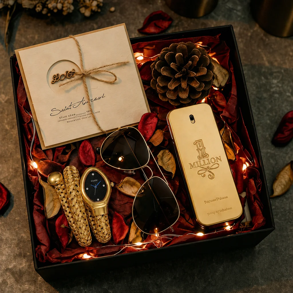 4pc Women's Gold Metal Braided Elegant Diamond Accents Sunglasses Perfume Quartz Watch Gift Set Birthday Anniversary
