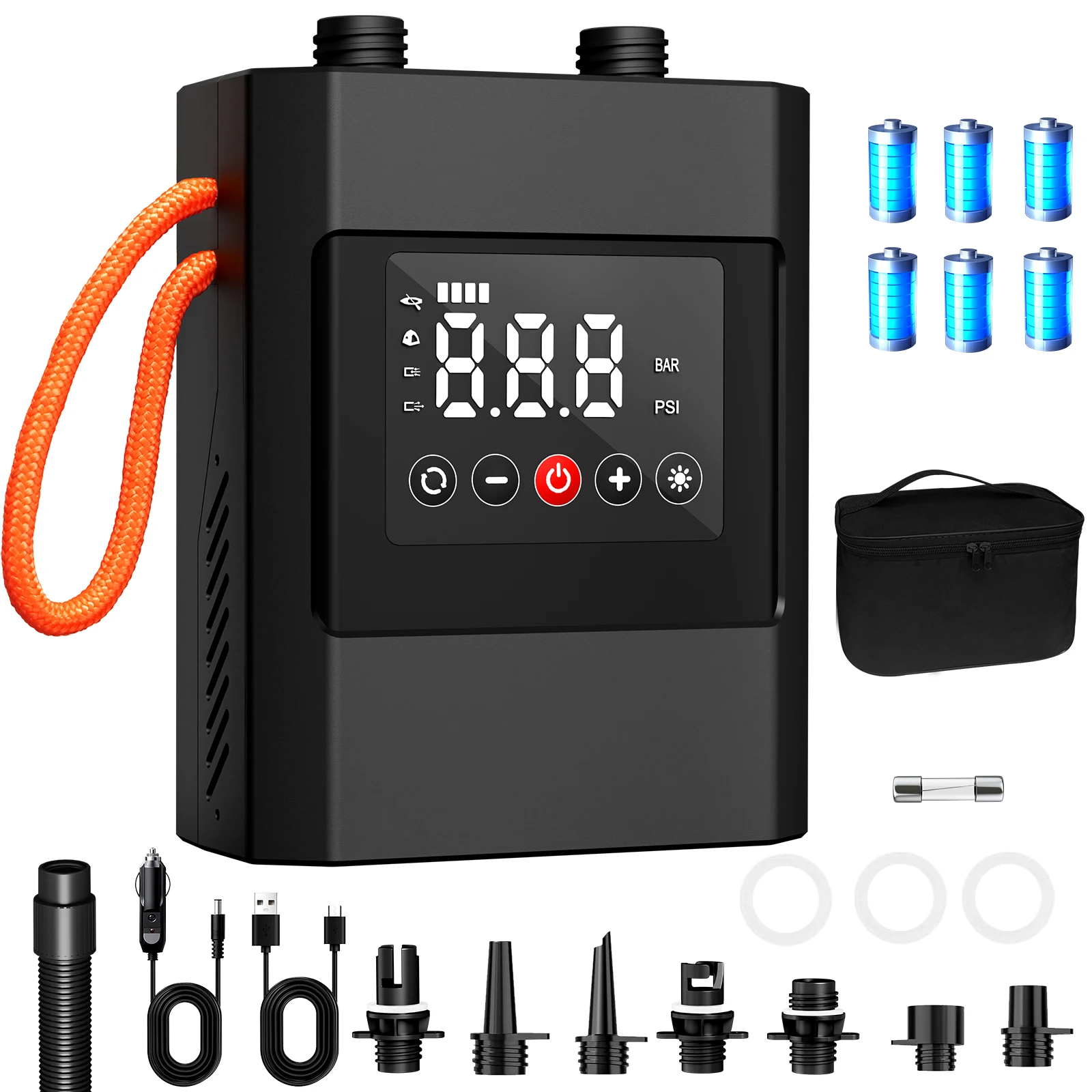 20PSI Electric High Pressure Paddle Board Pump, 12000mAh Dual-Stage Auto-Off, 12V DC Car Connector for Paddle Board Kayak Boat