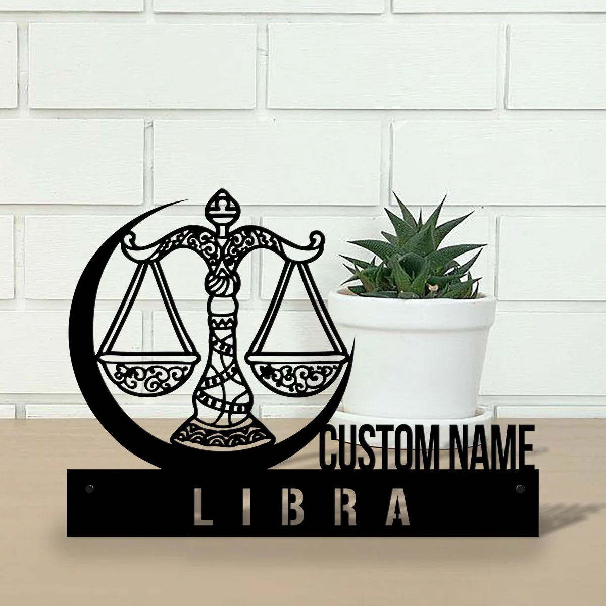 

Custom Libra Desk Name Plate Wedge, Scale Of Justice Symbol Personalize Zodiac Horoscope Astrology Gifts Office Sign Plaque