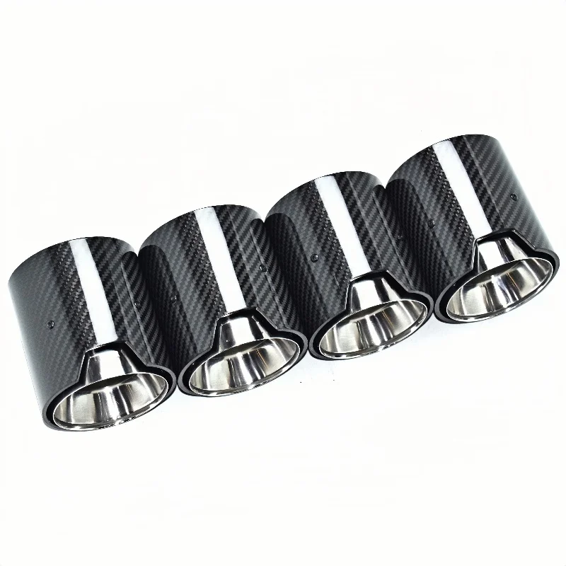 

Hot selling： F87 M3 F80 M4 F82 F83 Tail Pipe Upgrade 4 PCS Carbon Fiber Silver Stainless Steel Exhaust Tip Muffler Nozzle
