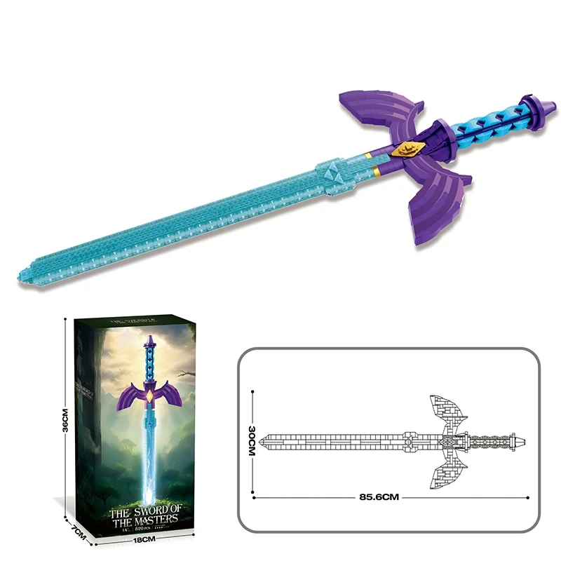 820PCS Master Sword Building Blocks Classic Game Weapon Model Bricks Creative Desktop Ornaments DIY Toys For Kids Holiday Gifts