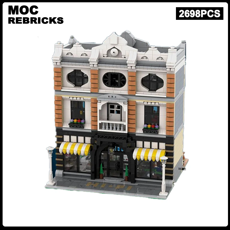 

Medieval Street View Series Modular Building MOC Coffee shop Model Technical Bricks Assembly Children Toys Gifts 2698pcs