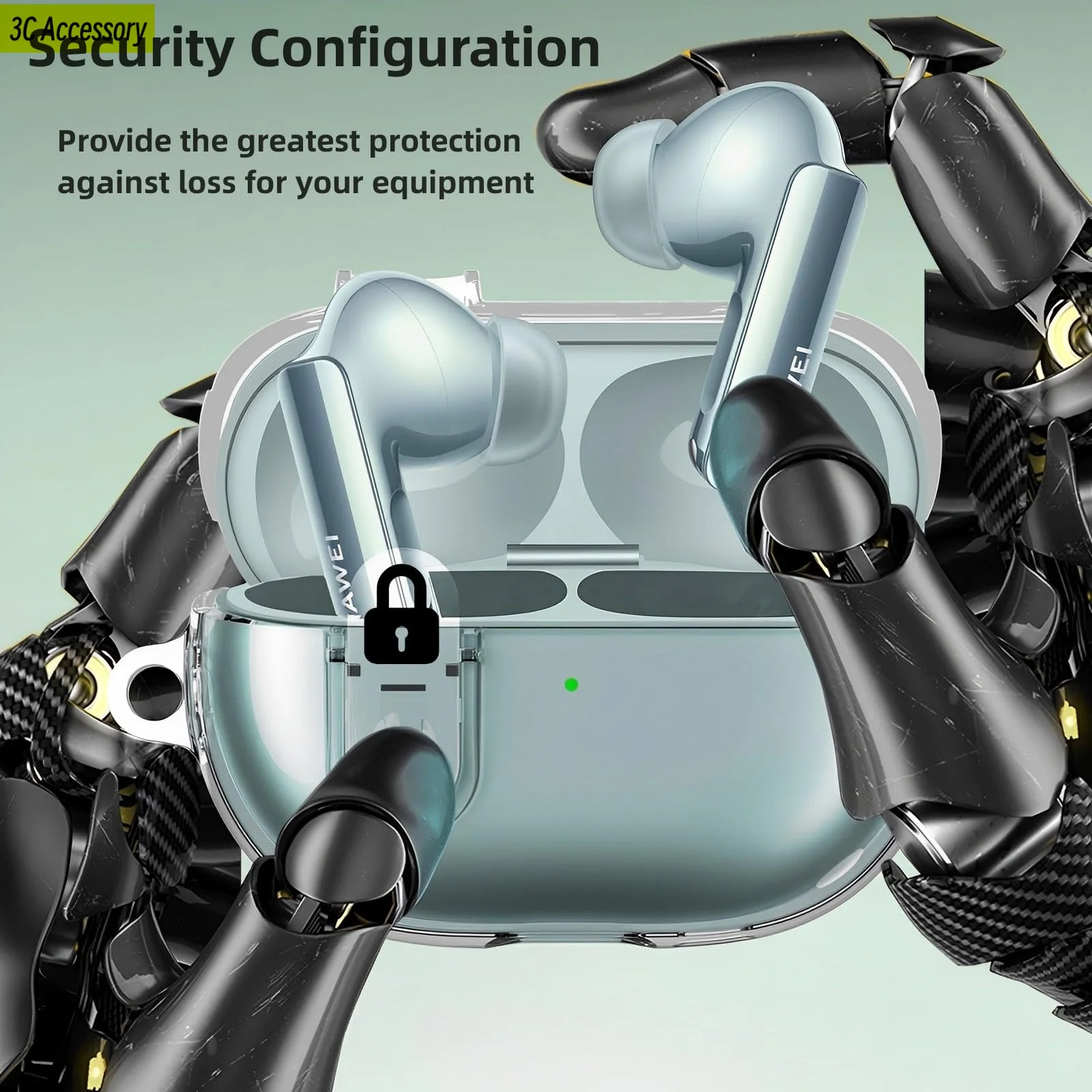 安全ロックケース Huawei 社 Freebuds プロ 4 (2024) 透明イヤホンケース Huawei 社 Freebuds プロ 4 プロ 3 ケースカバー用フック付き