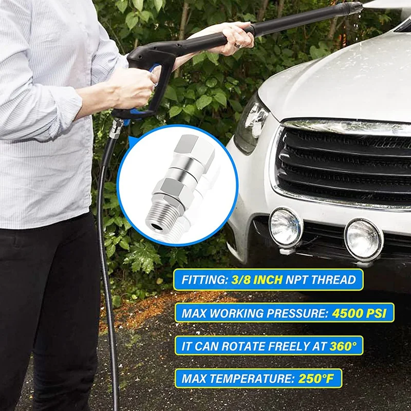 الضغط غسالة قطب ، الفولاذ المقاوم للصدأ ، شبك الحرة لتركيب خرطوم ، موضوع الذكور ، 3/8 "معاهدة عدم الانتشار ، 2 قطعة