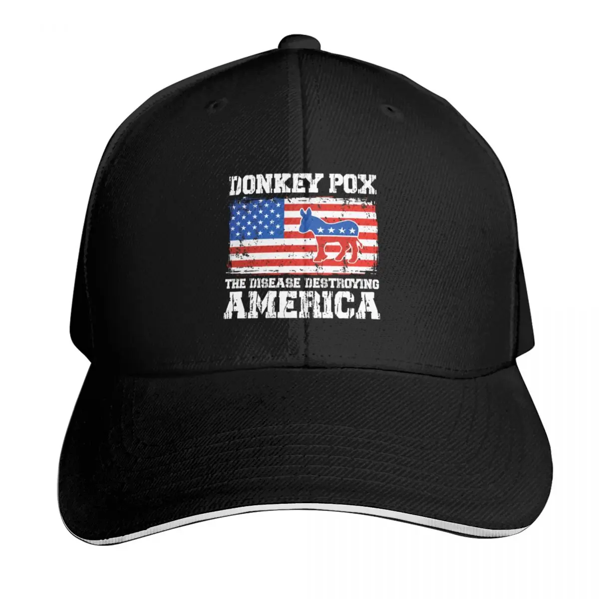 Donkey Pox the Disease Destroying America Baseball Cap Six Panel Structured Crown Sun Protection UPF 50+ Breathable Mesh Back