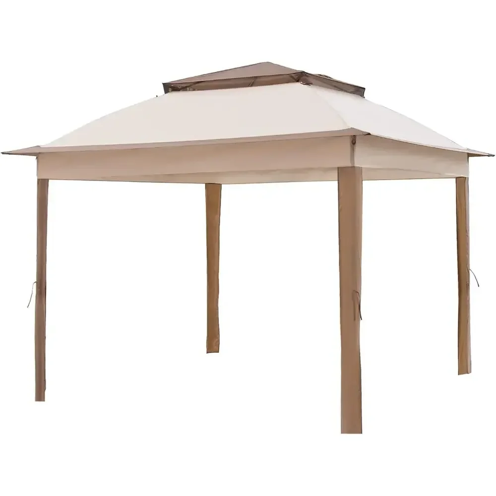 11x11 Beige Polyester Gazebo Sunshade with Air Vent Top Cover