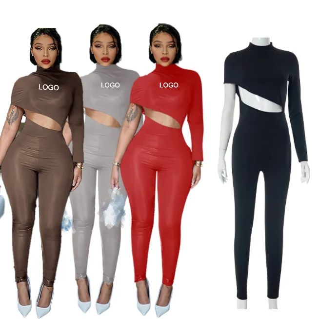 

Costom LOGO high quality fashion sexy hollow out women jumpsuit pants one piece suit bodysuits for women casual romper