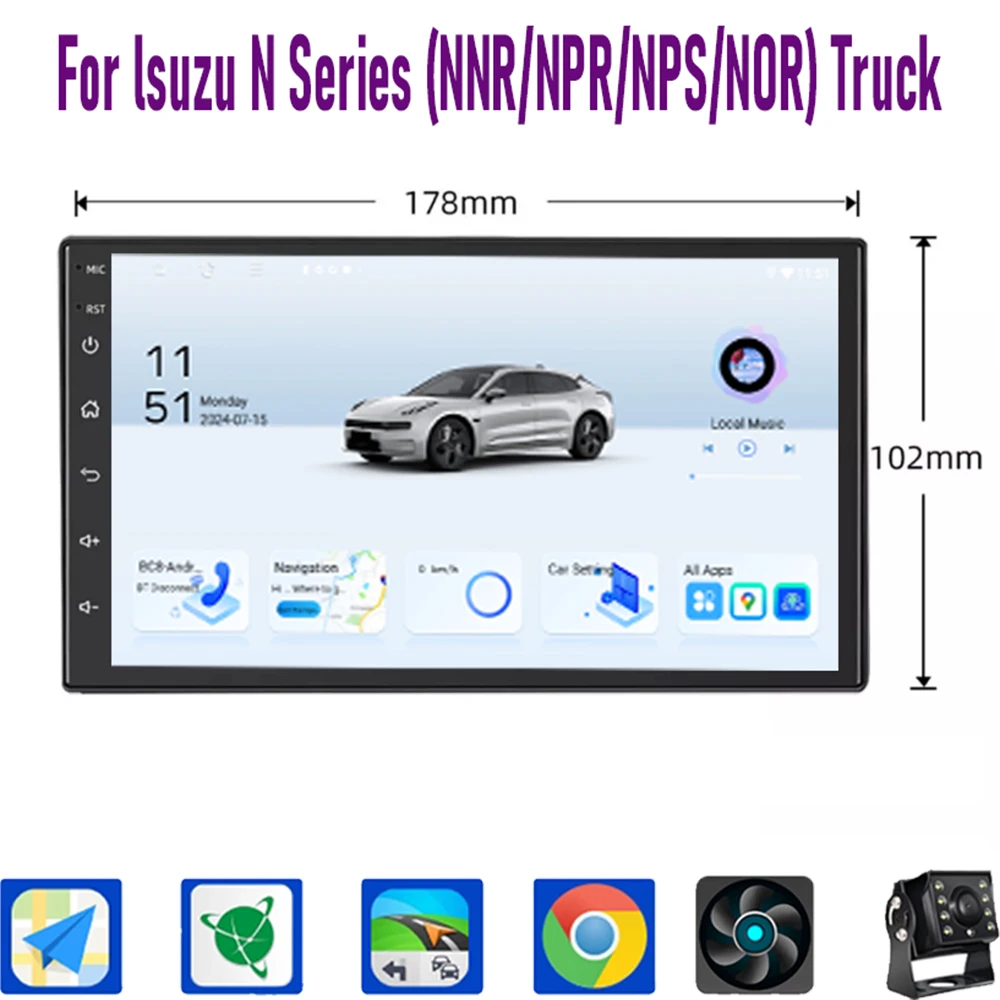 نظام تحديد المواقع 7 بوصة 4 + 64 جيجابايت لـ suzu N Seres (NNR/NPRINPS) شاحنة راديو السيارة التحكم في عجلة القيادة خريطة جوجل ستيريو واي فاي صورة عكسية 2DIN