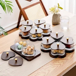 Lead-free Glass Heart-shaped Candy Bowl with Lid Snack Platter Snack Plate Living Room Home Decoration Accessories Glass Bowl