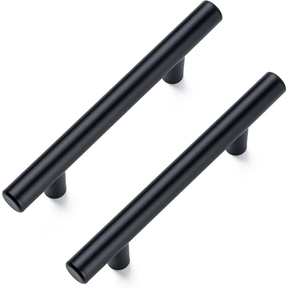 

10-pack Matte Black Stainless Steel Cabinet Handles, 5 Inches Long, 3-inch Hole Spacing