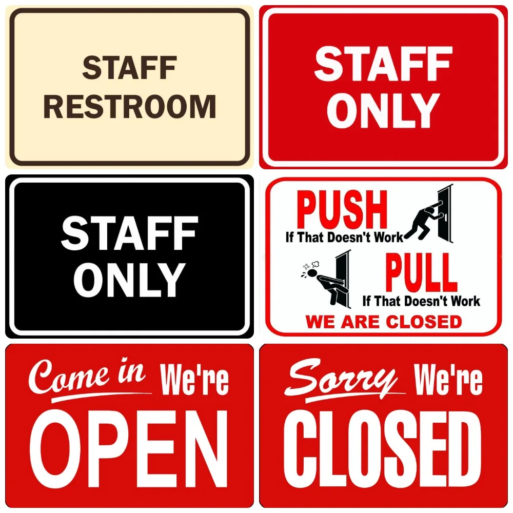 Staff Only Metal Sign, Vintage Personalized Open Closed, Funny Customized Place Posters, Painting, Home Decor, WY76