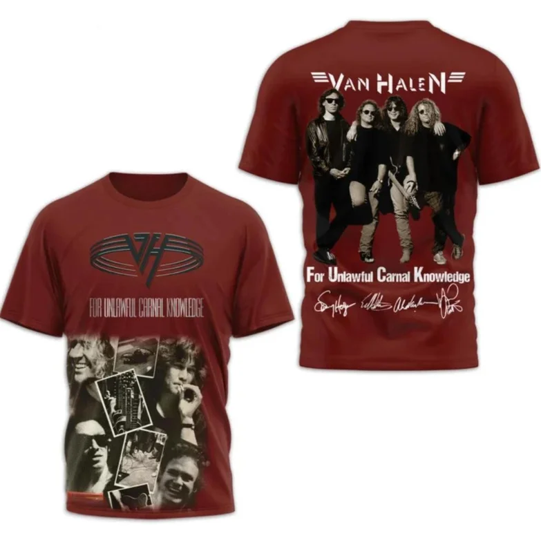 Klassisches Van Halen Rock T-Shirt 3D-Druck Unisex Streetwear Mode Herren Damen Hip-Hop Trend T-Shirt Sommer Übergroße Herrenbekleidung – Detail 17