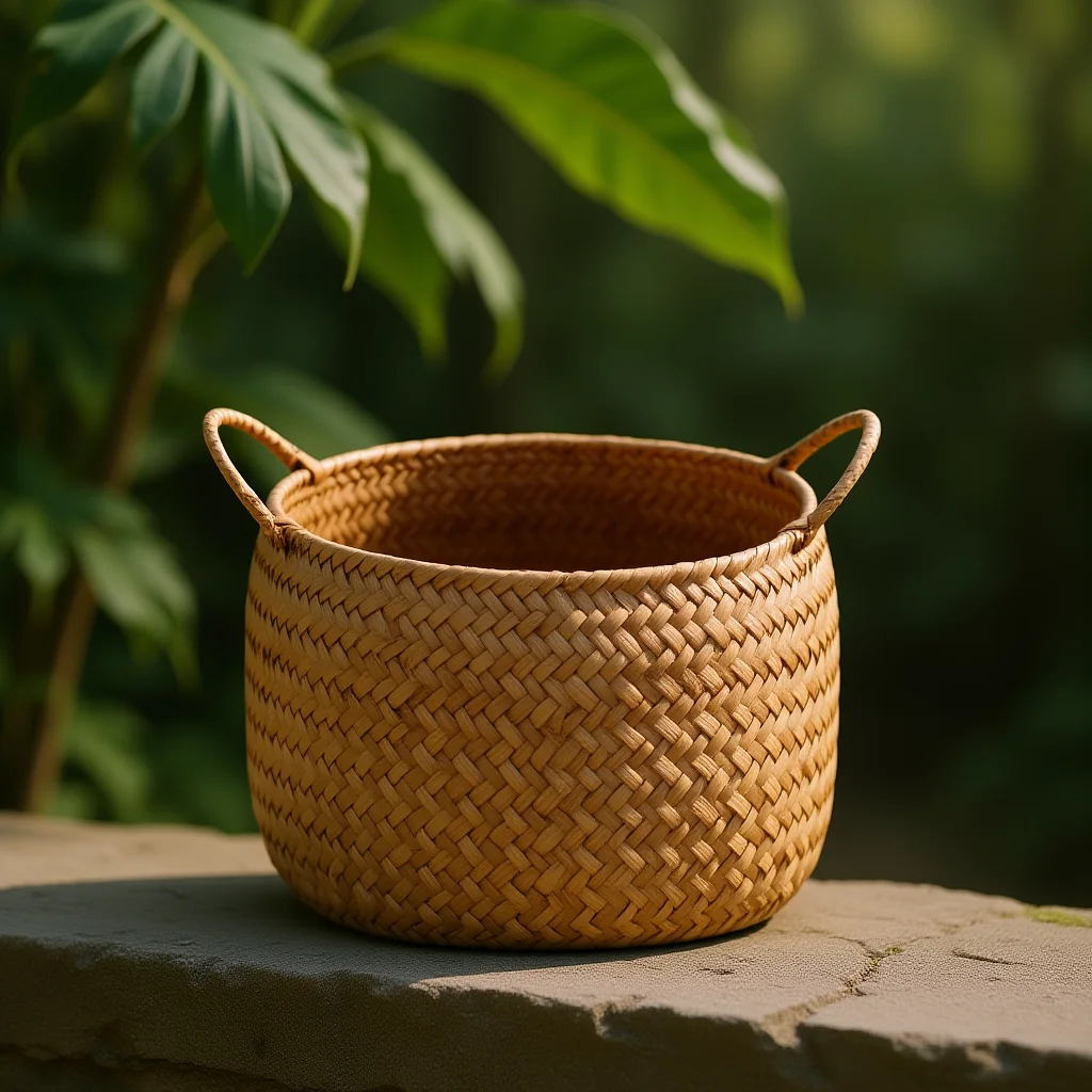 

Woven Storage Basket Japanese Style Seagrass Organizer Cosmetics Flower Baskets Decorative Multi-Functional Home Decor