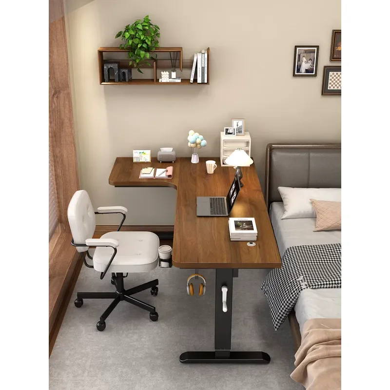 Lufan Manual Lift Corner Computer Desk – Durable Height-Adjustable Study Workstation for Bedroom & Office