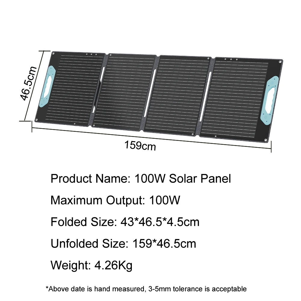 ECOPLAY 100W Flexible Solar Panels Outdoor Emergency Power Supply IP65 Waterproof Portable Folding Bag for RV Camping Fishing