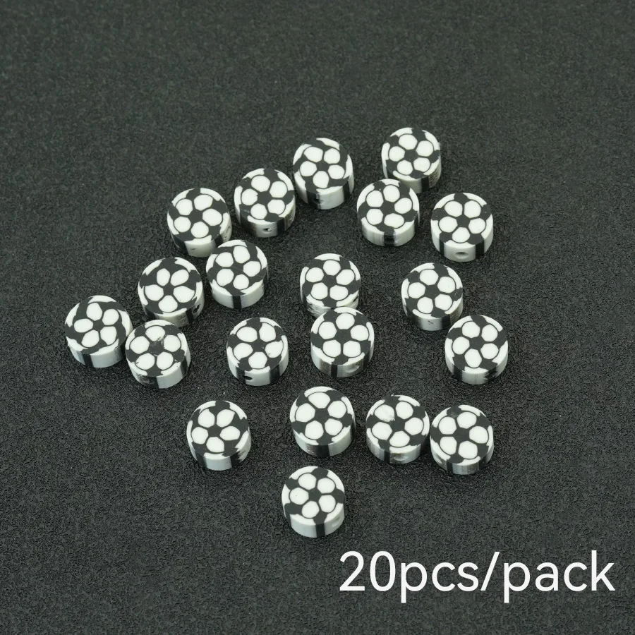 Stylish 20Pcs/Pack Polymer Clay Ball Beads For Jewelry Making Baseball Football Basketball Beads DIY Bracelet Necklace Wholesale