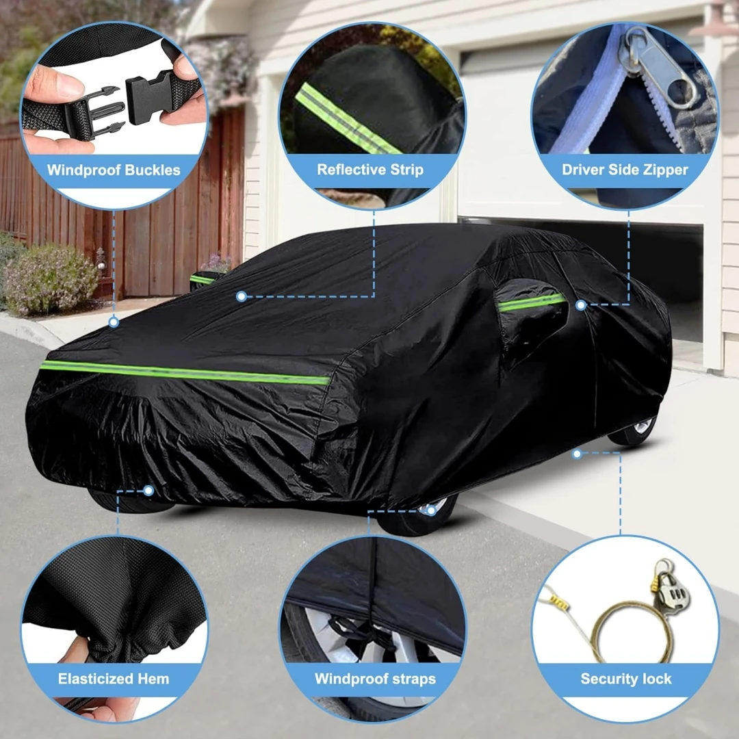 Waterproof Car Cover for 2008-2023 Dodge Challenger With Driver Zipper Dustproof and waterproof All Weather Protection Black