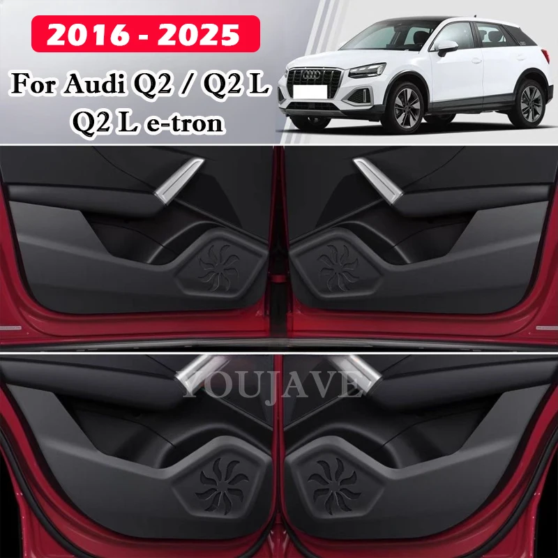 For Audi Q2 Q2L E-tron 2016-2025 Car Auto Door Anti-Kick Pad Door Edge Guard PU Leather Anti-Scratch Protector Decor Accessories