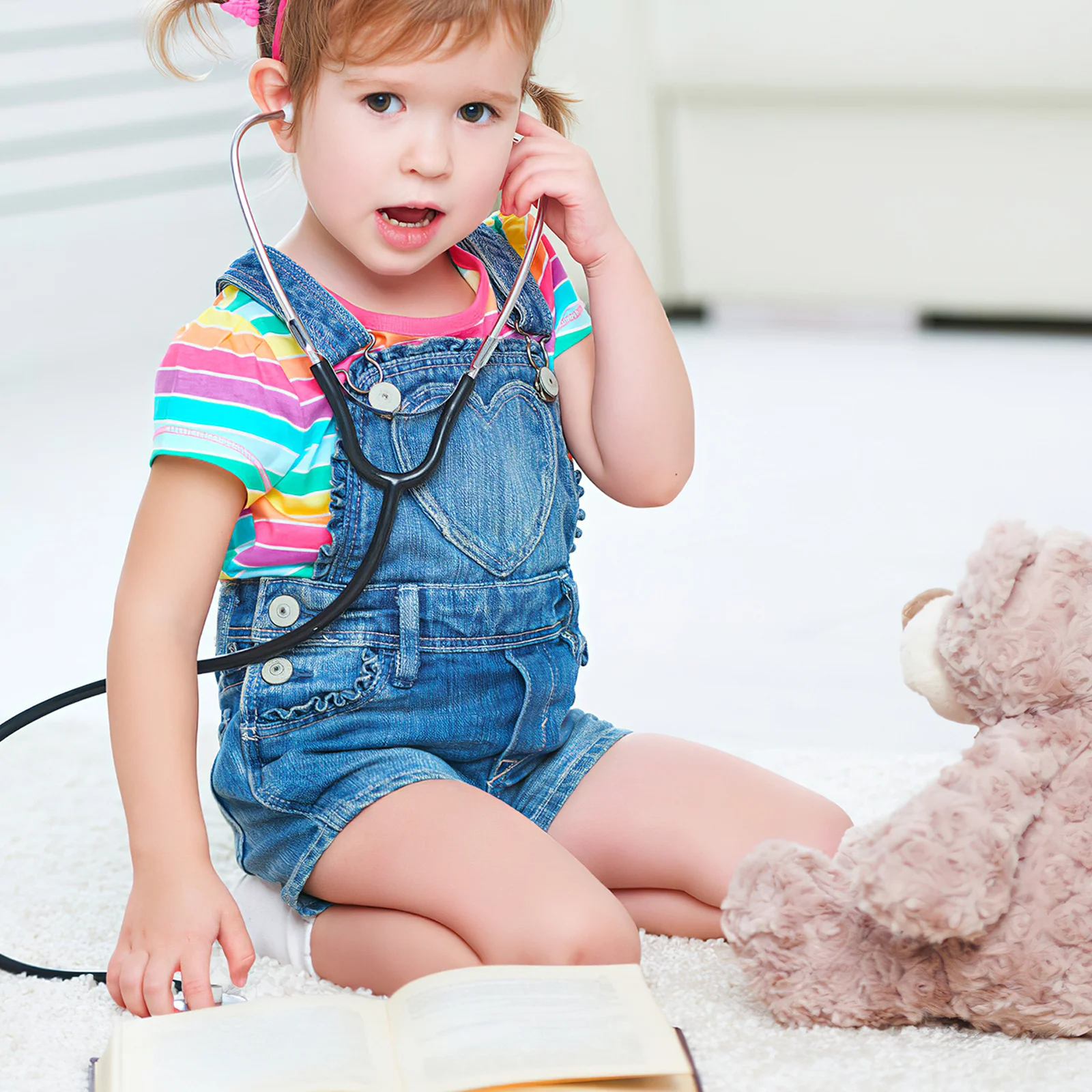 Estetoscopio negro para niños, equipo médico de simulación, juego educativo de simulación para niños, desarrollo de creatividad, 1 Uds.
