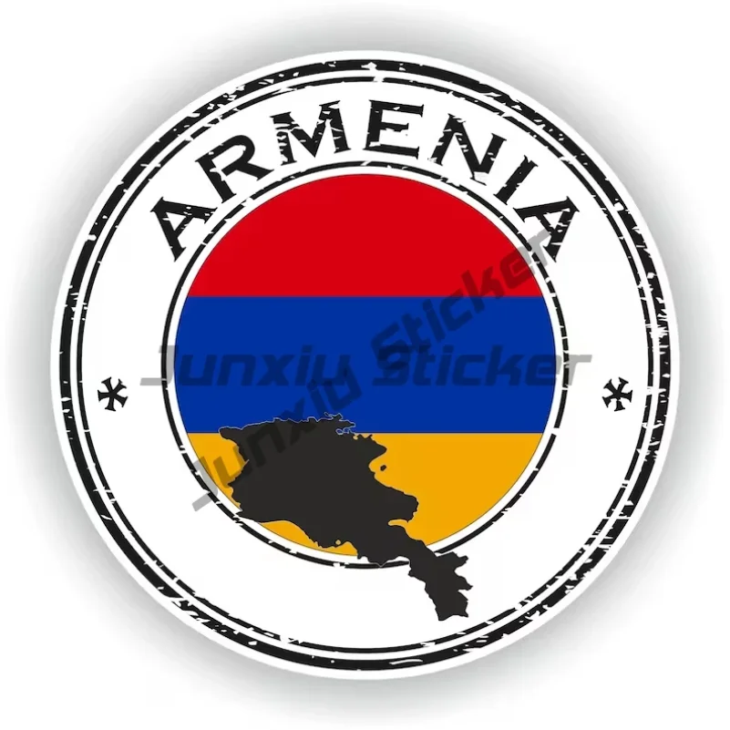 

Color Armenia Asia Coat of Arms Round Seal Flag Stamp Map Sticker Armenian Oval Country Code AM Camper Laptop Speedboat Decal