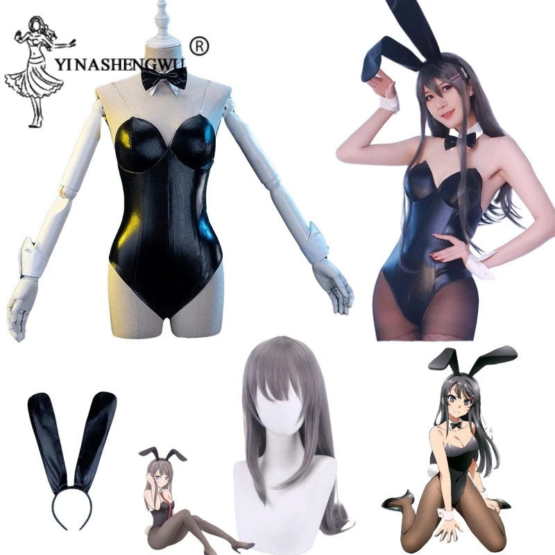 

Anime Sakurajima Mai Cosplay Costume Women Sexy Jumpsuit Bunny Girl Cosplay Wig Halloween Bodysuit Prop Rabbit Clothes Role Play