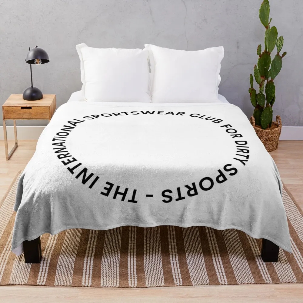 

The Interational Sportswear Club For Dirty Sports. Cirkular Black Text Throw Blanket Sofa Quilt for winter Blankets