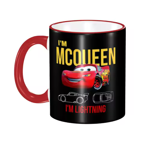 Custom DIY Car 95 Lightning Mcqueen Ceramic Mugs Funny Cartoon Movie Coffee Cups Creative Present