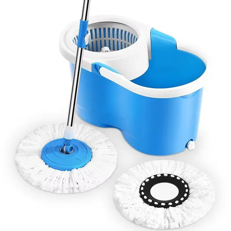 360 Degree Rotating Microfiber Mop with Plastic Bucket Easy Clean Floor Cleaning Tool Magic Spin Mop for Home Kitchen
