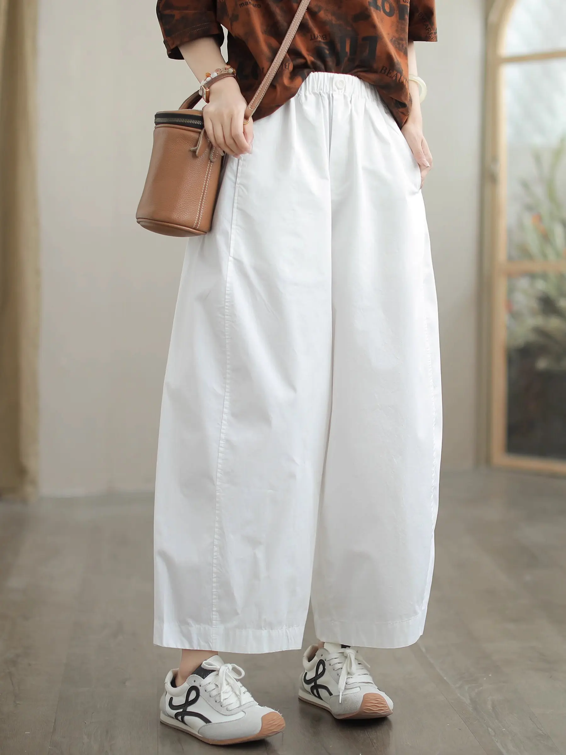 

Новые летние свободные повседневные брюки больших размеров для женщин, универсальные, модные, стройнящие, с широкими или прямыми штанинами