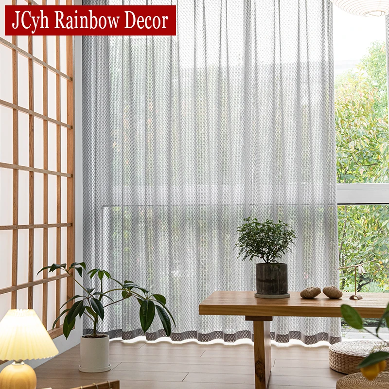 Japanese Linen Look Tulle Curtains for Girls Bedroom Living Room Modern Sheer Curtain for Windows Cortinas Yarn Screen Shading