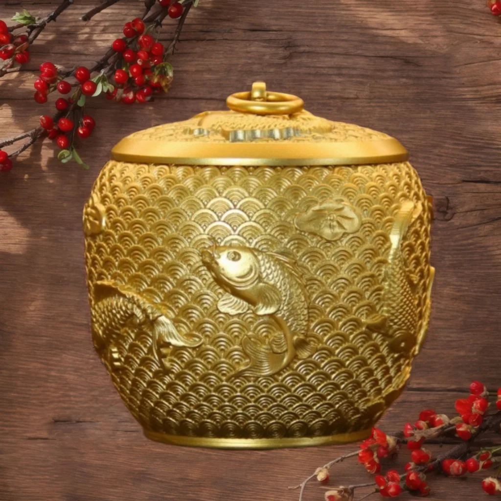 PYH retro light luxury high sense Pisces picture tea can storage copper tea cans, tea cans, set supplies