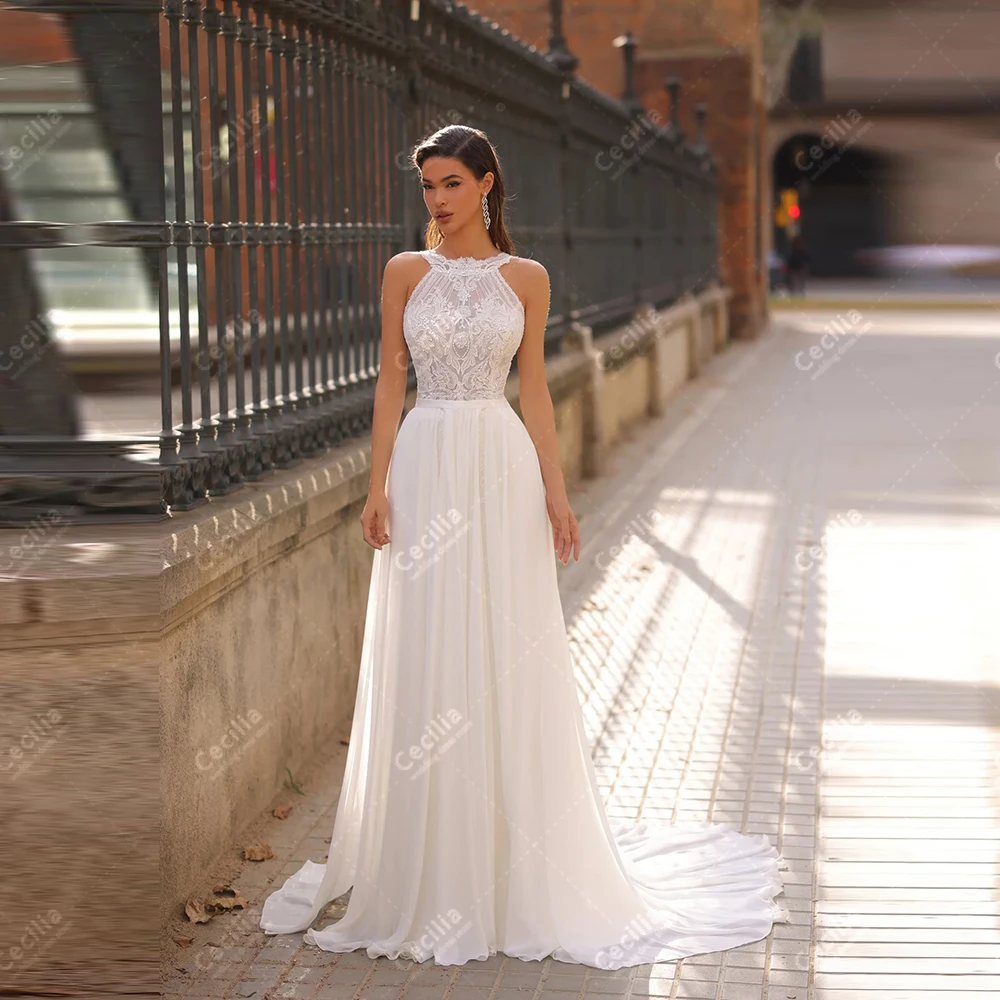 vintage chiffon wedding dress Vintage Chiffon Wedding Dresses Bridal Gowns V Neck Sleeveless Wedding Dress