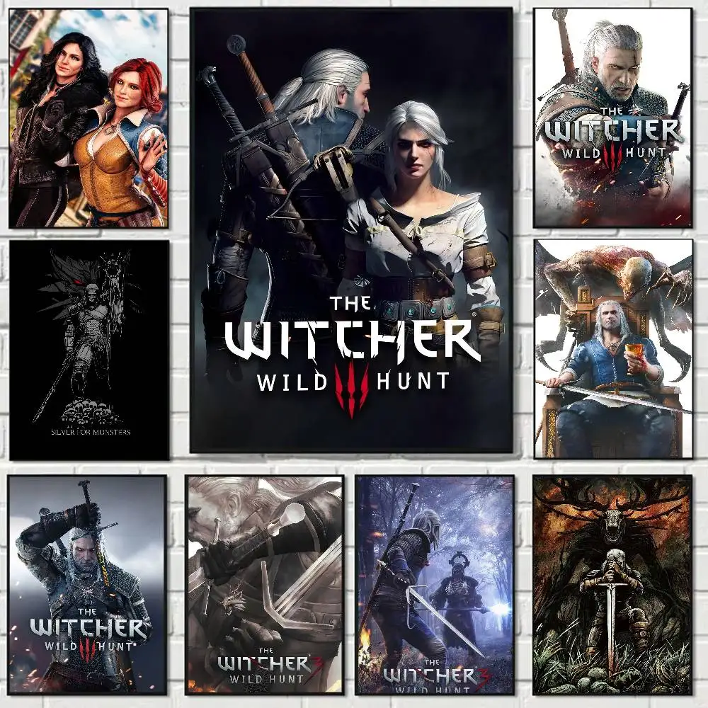 GAME The Witcher 3 Wild Hunt Self-adhesive Art Poster Fancy Wall Sticker For Living Room Bar Decoration Decorative Painting