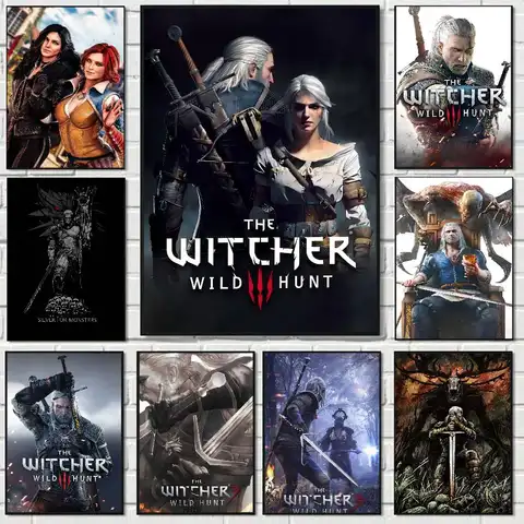 GAME The Witcher 3 Wild Hunt Self-adhesive Art Poster Fancy Wall Sticker For Living Room Bar Decoration Decorative Painting