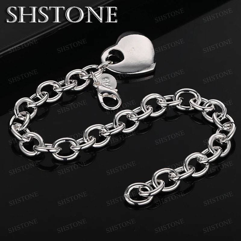 

925 Sterling Silver Heart Bracelet For Women Valentine's Day Luxury Silver Jewelry Wedding Accessories Birthday Party Gift