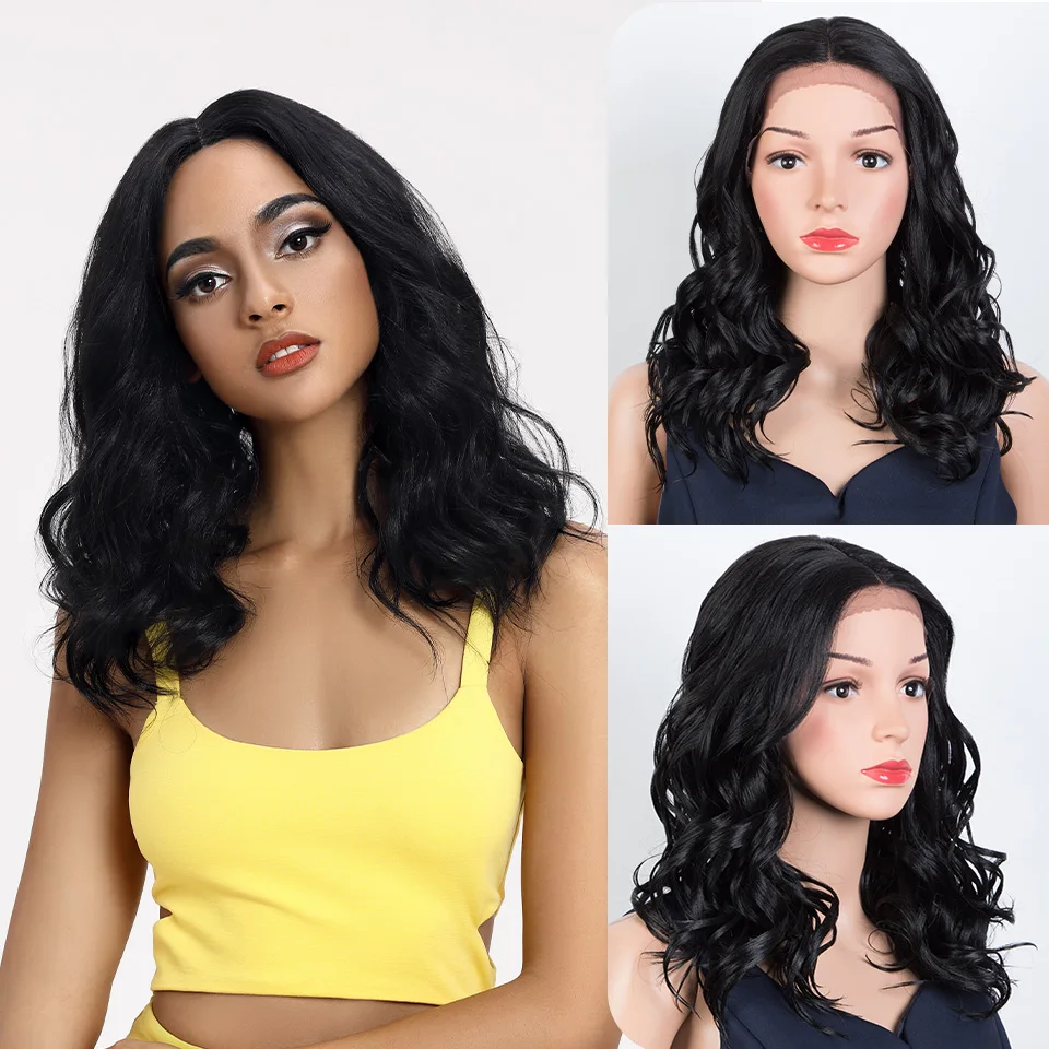 

NATURE Synthetic Lace Front Wigs 18 Inch Short Wavy Glueless Wig Ombre Blonde Wig Curly Lace Front Wig For Women Lace Daily Wear