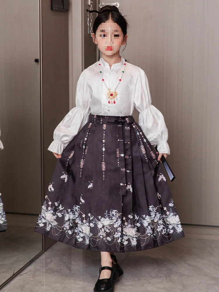 Vest Girls' Ancient Big 'S Suit Children'S Hanfu2024New Western Spring And Autumn Chinese Style Skirt