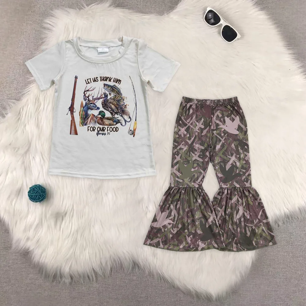 

Baby Girls Duck Hunting White Top Tee Shirts