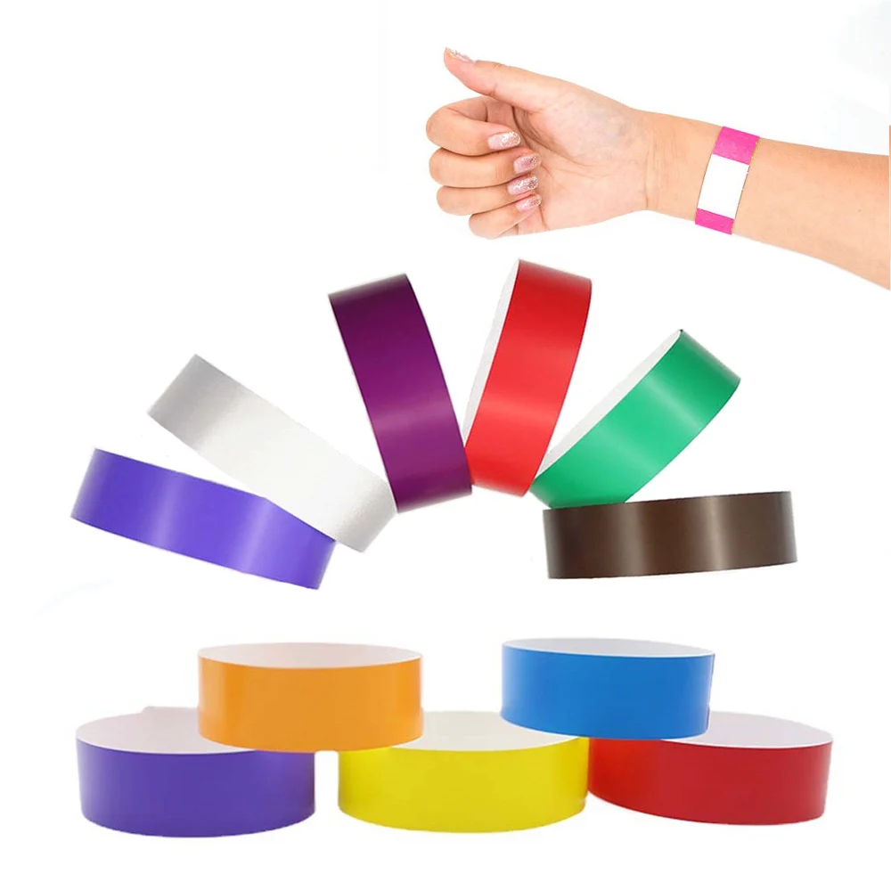 New 100/200pcs Party Paper Bracelet Synthetic Paper Plastic for Tyvek Wristbands Sticky Wristband Print Pattern Party Wristbands