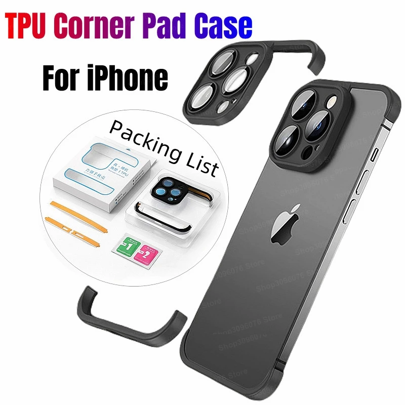 Lens Protector Corner Pad Case For iPhone 14 Pro Max 14Plus 100% Real Bare TPU Silicone Cover For iPhone 12 15 16 Pro Max Cover