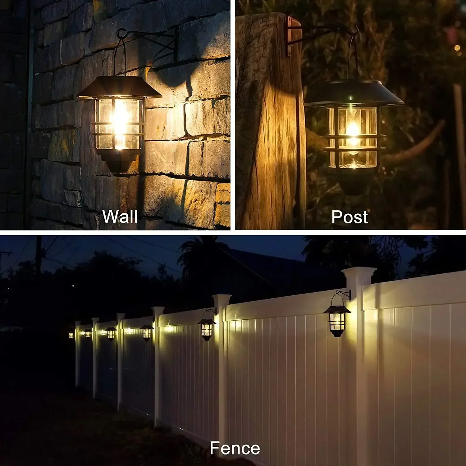 Luzes solares LED ao ar livre, lanterna retro, lâmpada de parede suspensa, metal vintage impermeável, luzes do jardim, Villa Porch, lâmpada de tungstênio