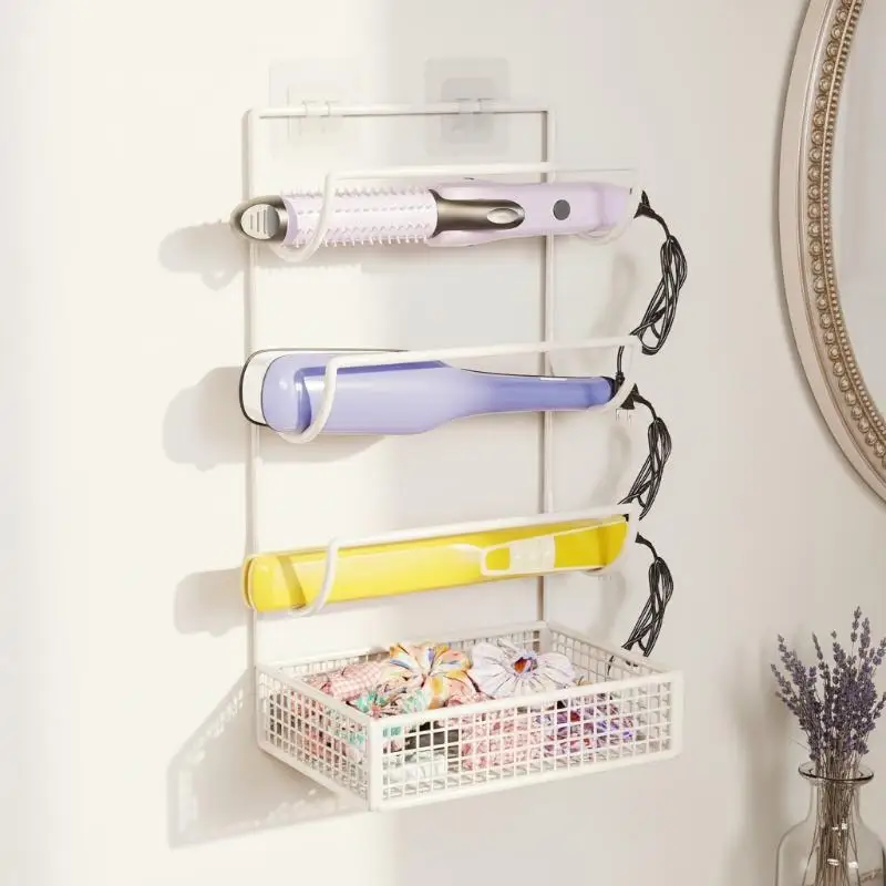 Wall-Mounted Hair Dryer And Curling Ironwork Material Holder No Drilling Required Rustproof Perfect For Bathroom Beauty Salon