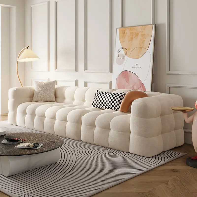 

Premium Modern Luxury Cream Sofa Set Furniture Design White Fabric Home Living Room Sofa