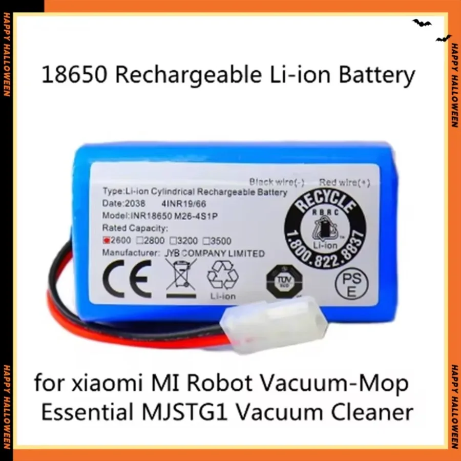 18650 battery pack 14.4V 2600mAh lithium ion battery, suitable for Xiaomi G1 Mi Essential MJSTG1 robot vacuum cleaner