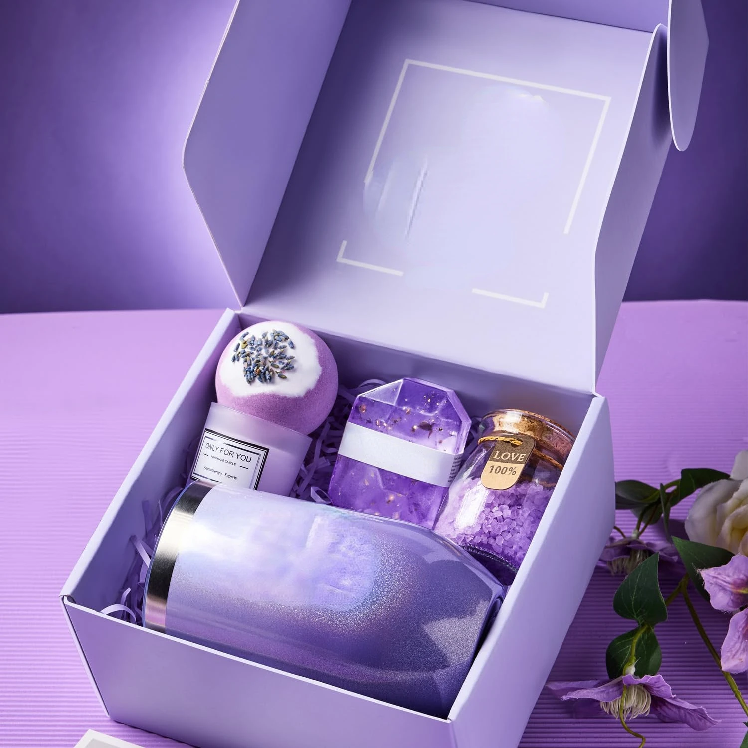 Luxuriate with a Lavish Lavender Spa Gift Basket Set for Her - Perfect Gifts for Mom, Wife, Girlfriend, Sister on Special Occasi