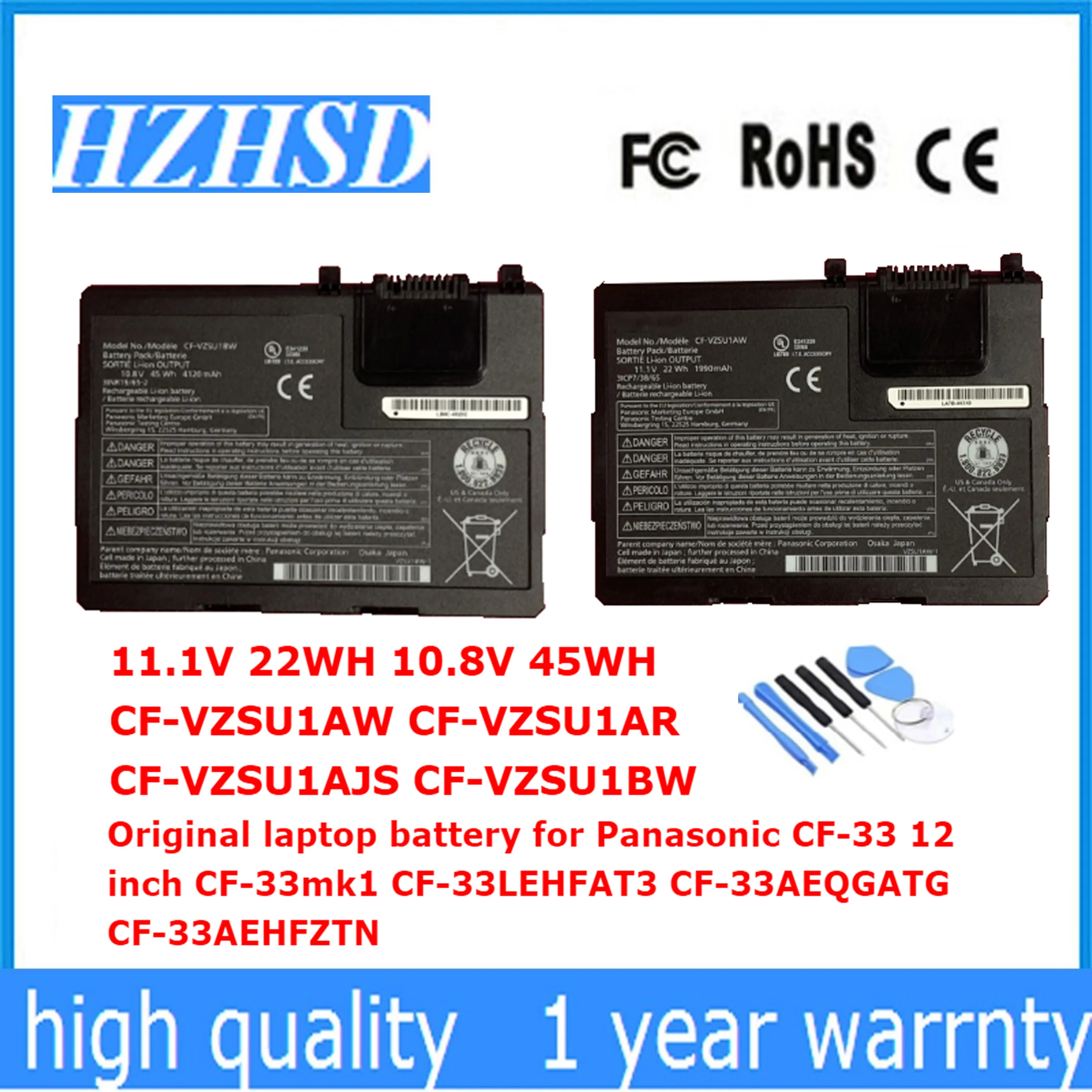 Bateria Original do Portátil para Panasonic Cf-vzsu1aw Cf-vzsu1ar Cf-vzsu1ajs Cf-vzsu1bw Vzsu1br 11.1v 22wh 10.8v 45wh 12 Dentro