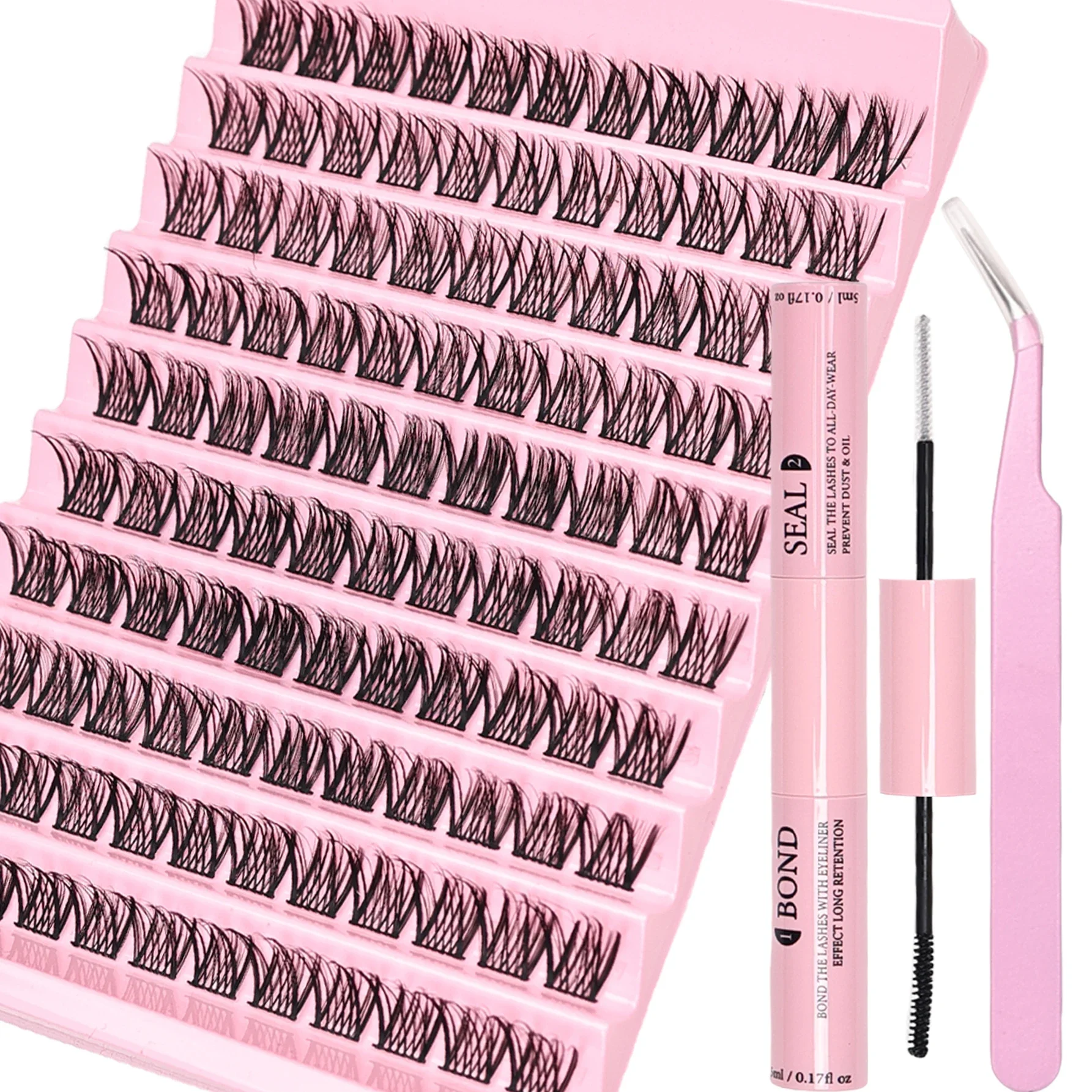 DIY Eyelash Extension Kit 110pcs Individual Lashes Cluster 40D Lash Clusters Bond and Seal and Lash Applicator