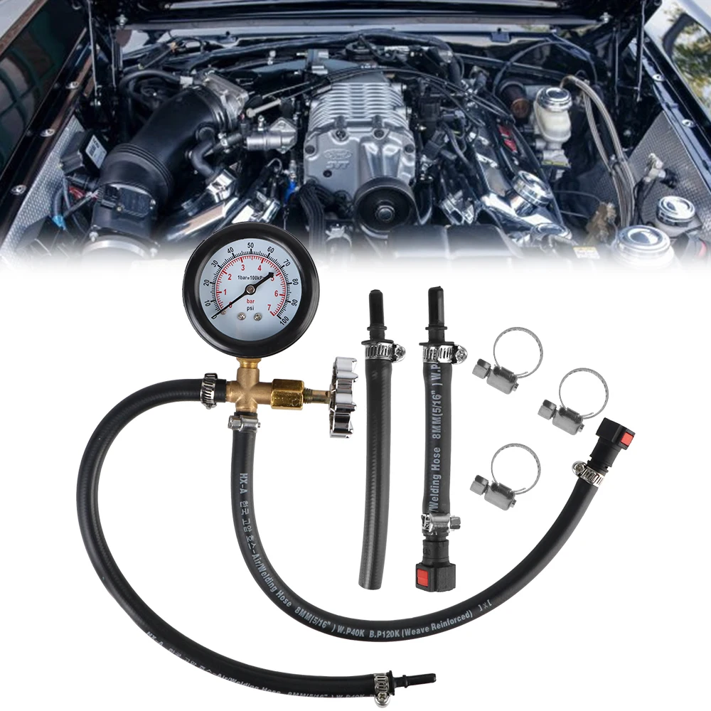 

Для автомобиля, грузовика, бензина, манометр 0-100PSI, быстроразъемный манометр топливного насоса, тестер